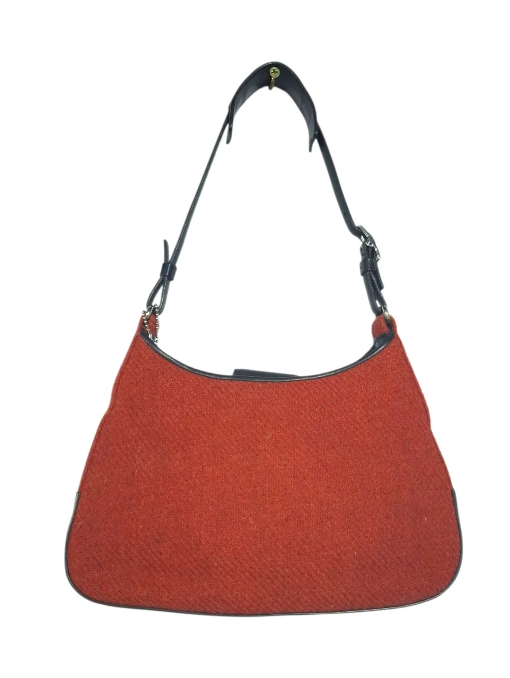 Coach Y2K Rust Red Shoulder Bag with Sharm Tweed Rush Red And Brown Handbag 8125